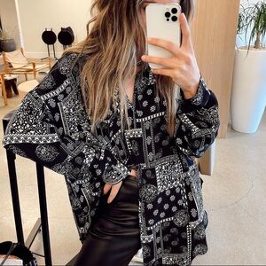 12th Tribe Black and White Button Down Shirt